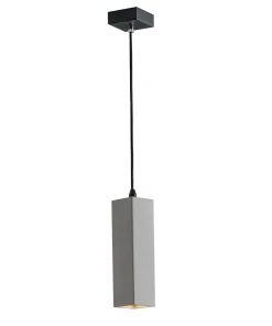 Lampadario a sospensione Kruk con struttura quadrata in cemento naturale (1XGU10)